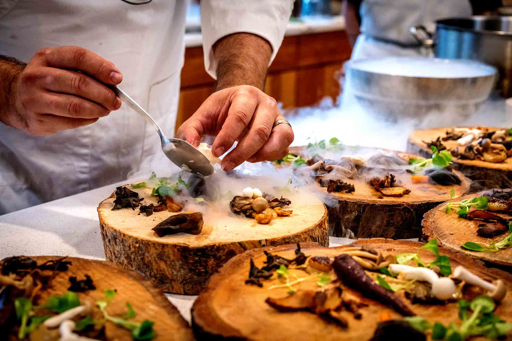 Personal chef cooking appetizers