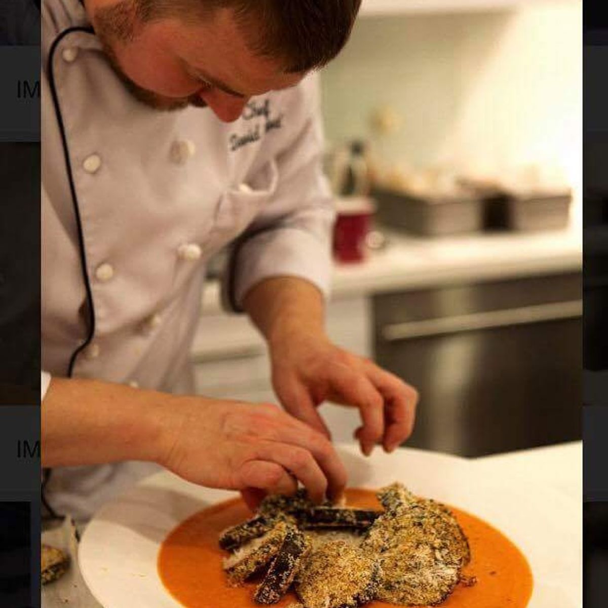 Private chef plating dinner