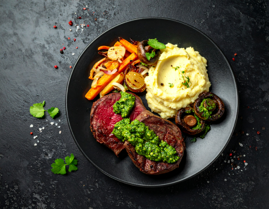 Argentine Mushroom Steaks & Chimichurri