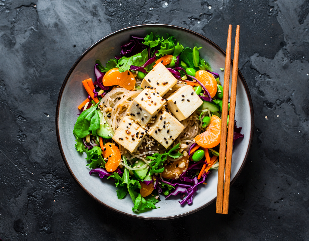 Asian Tofu Salad with Rice Noodles