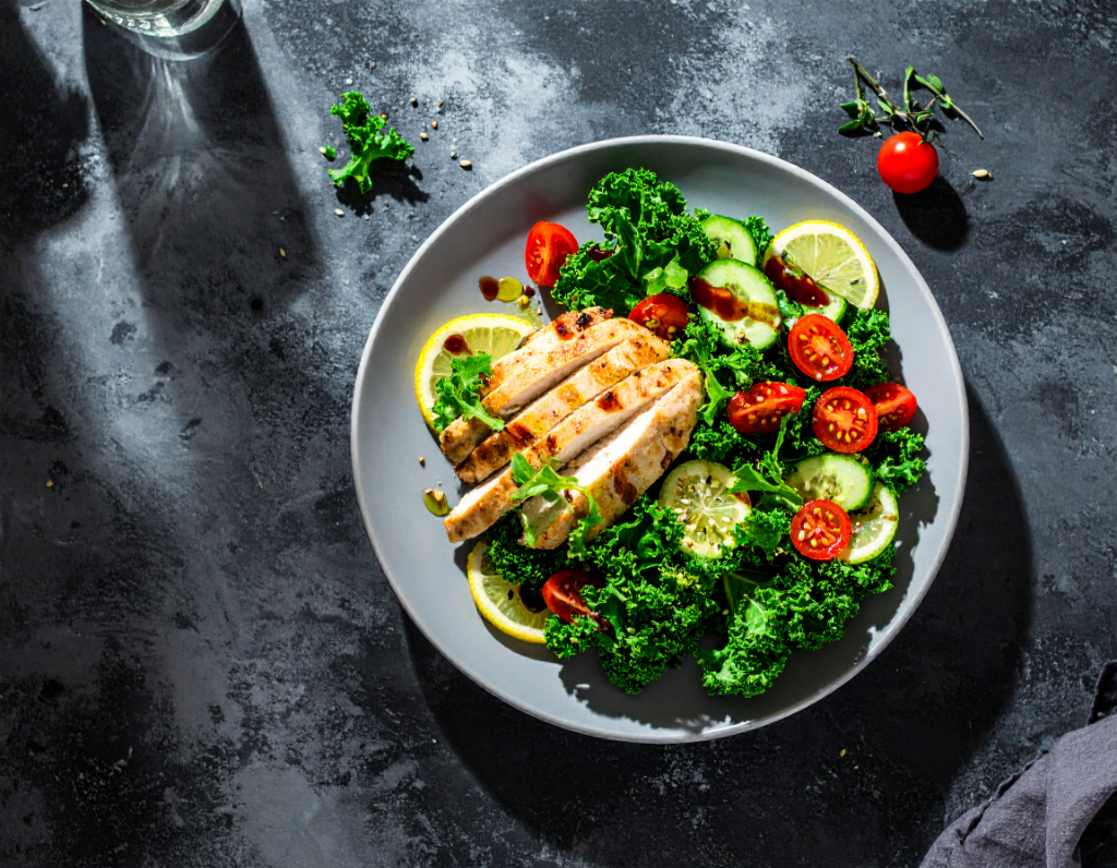 Plant Based Chicken Kale Caesar Salad