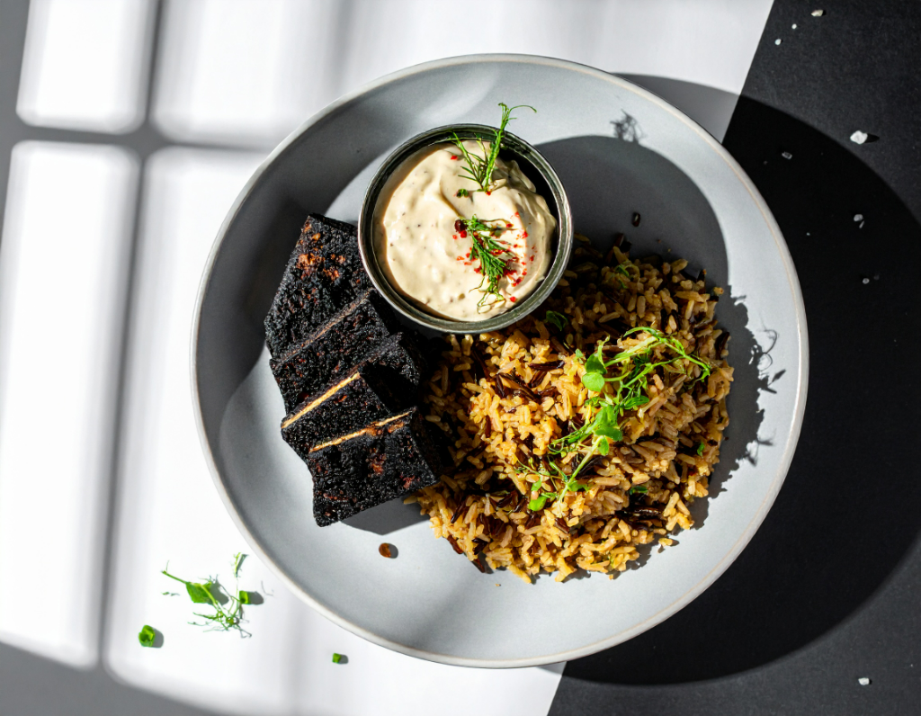 Blackened Tofu with Wild Rice and Tartar