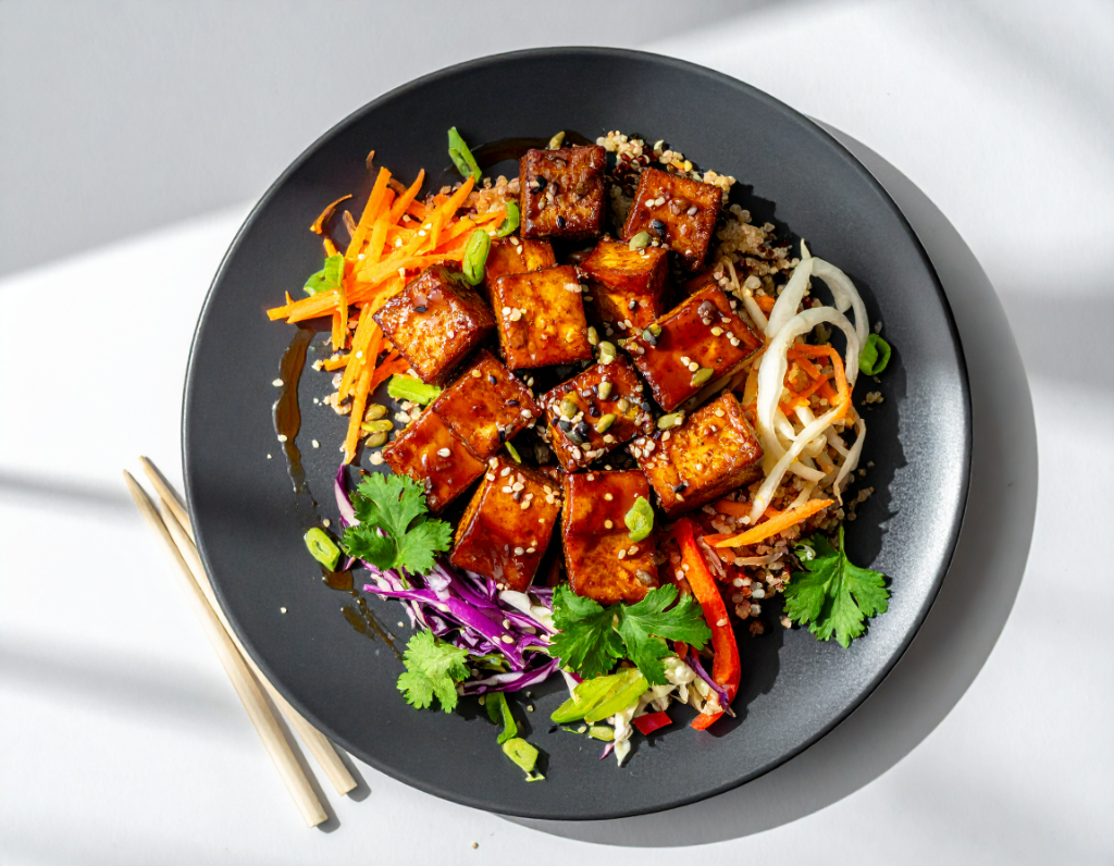 Glazed Tofu and Quinoa Salad