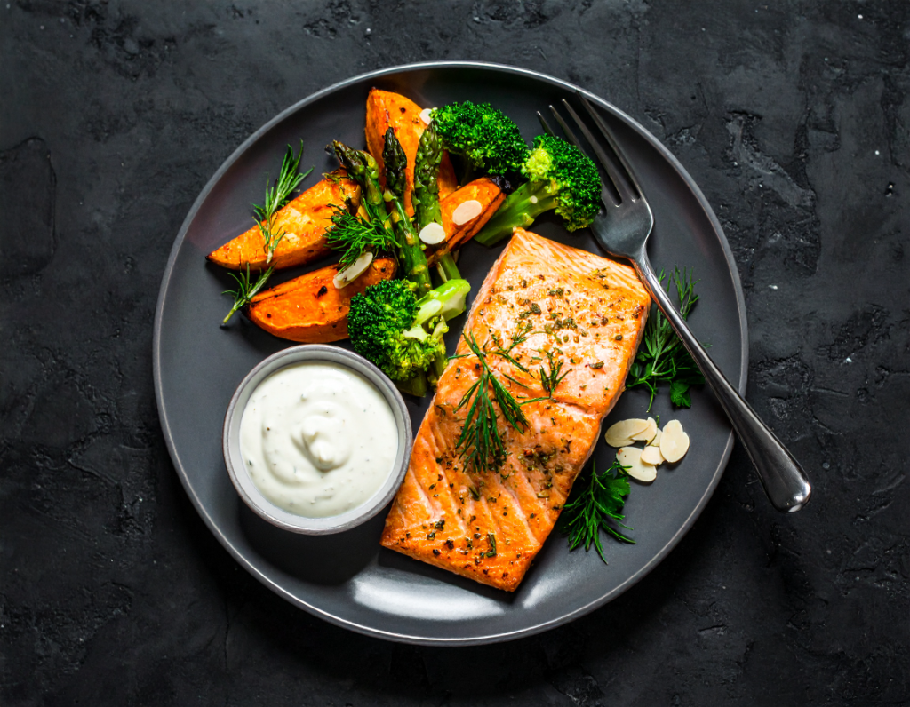 Herb Baked Salmon with Lemon Aioli