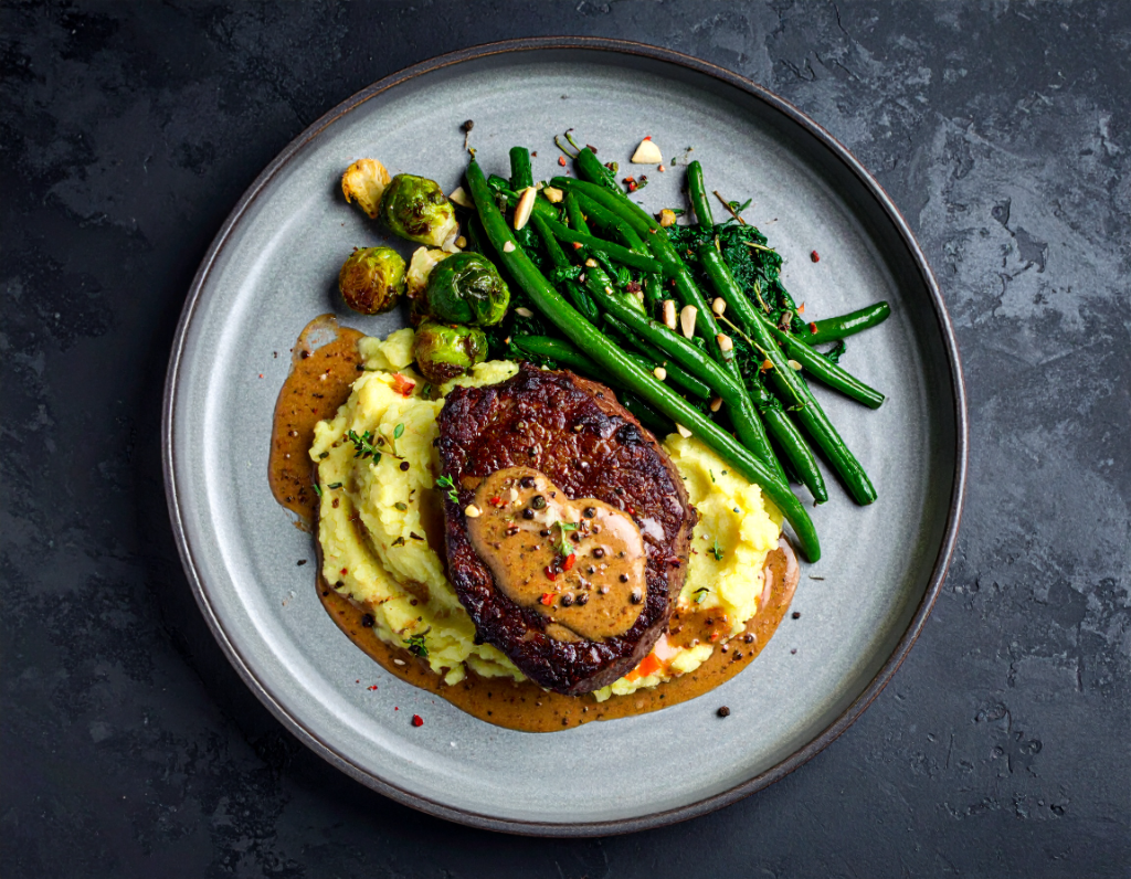 Plant Based Steak with Velvety Peppercorn Sauce