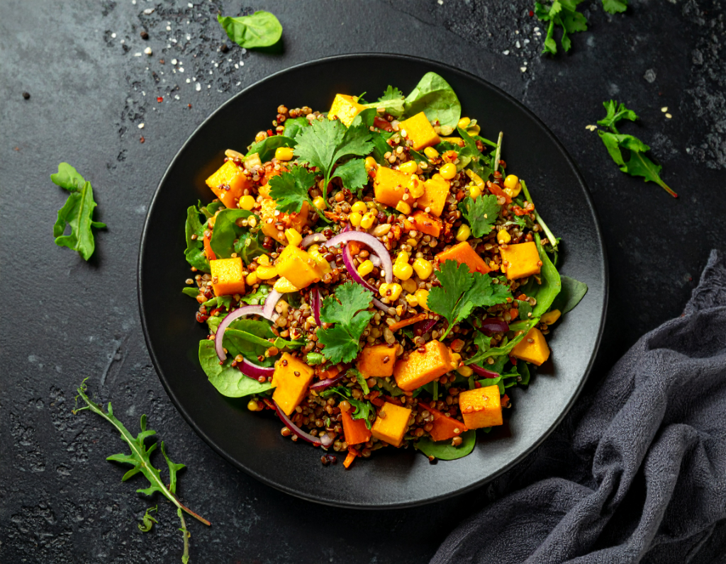 Carribean Style Butternut Squash and Lentil Salad