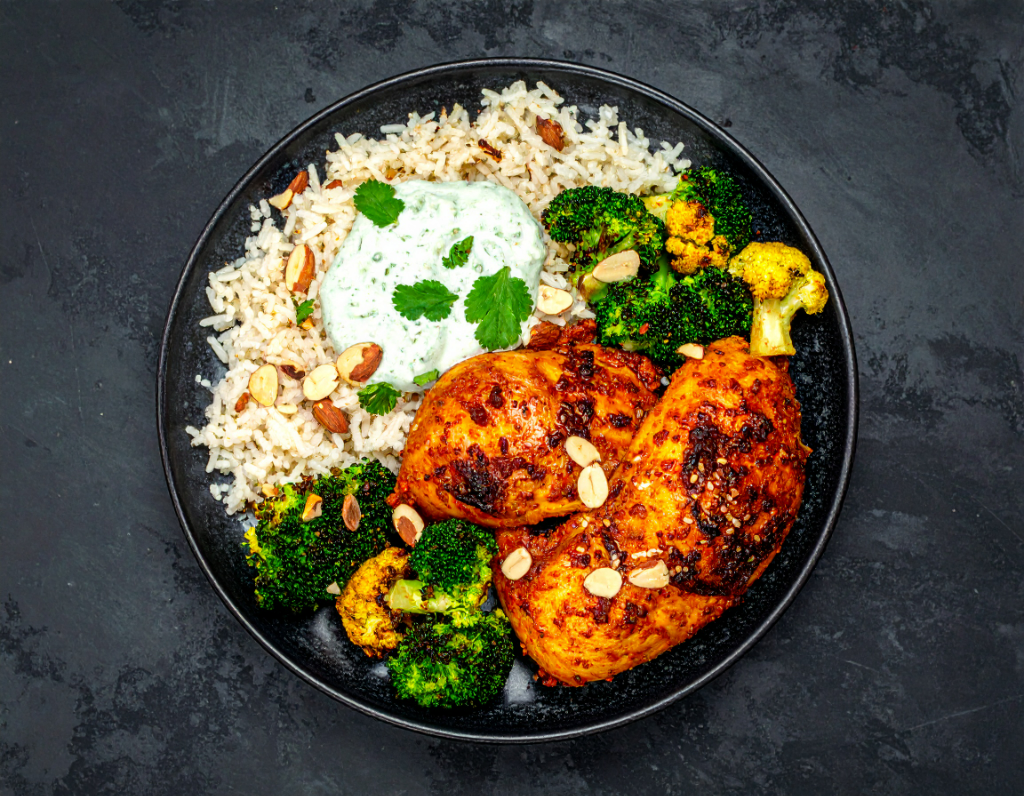 Harissa Plant Based Chicken with Basmati Rice Pilaf