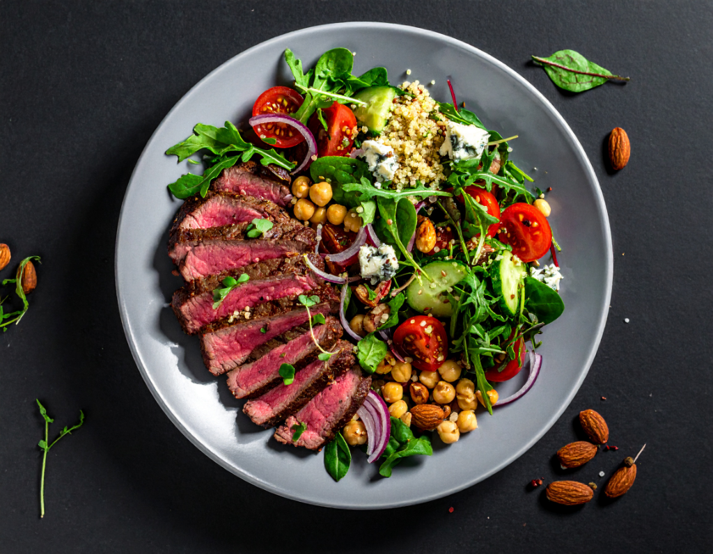 Plant Based "Steak" and Blue Salad
