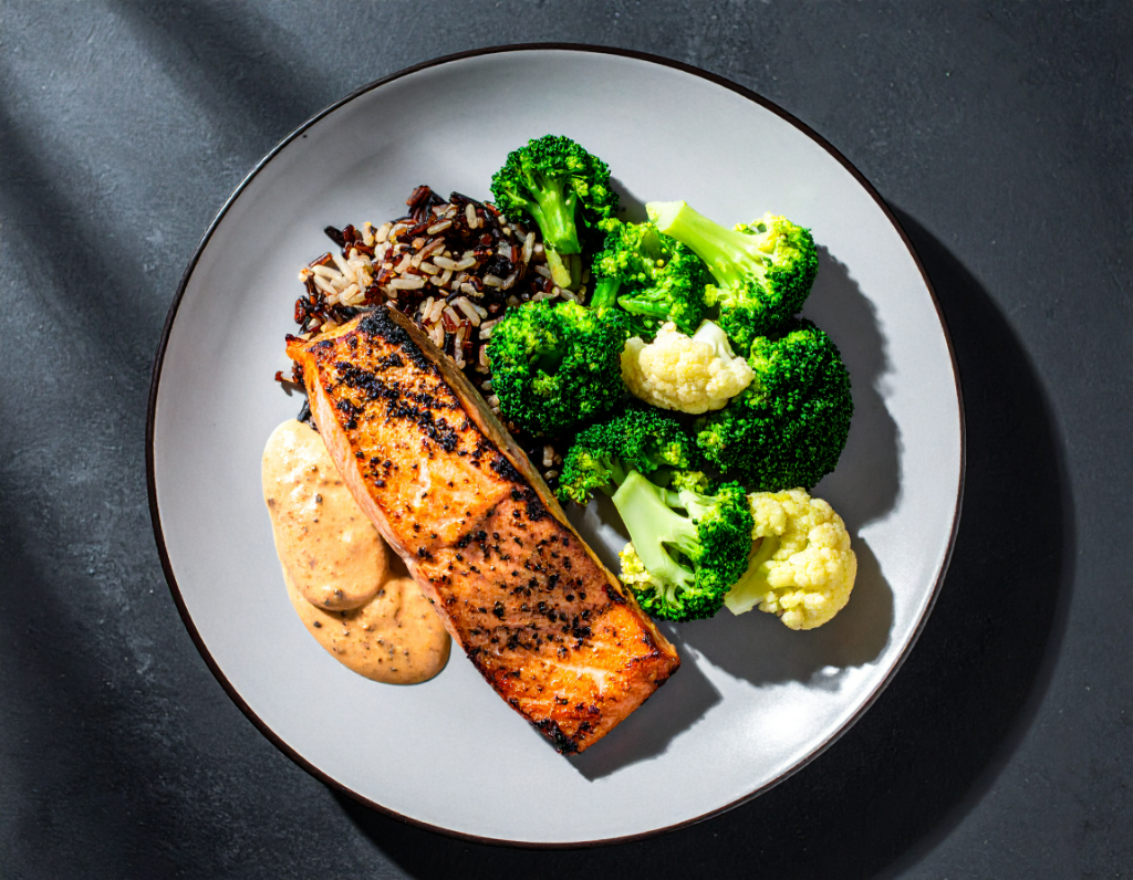 Blackened Salmon with Wild Rice and Tartar