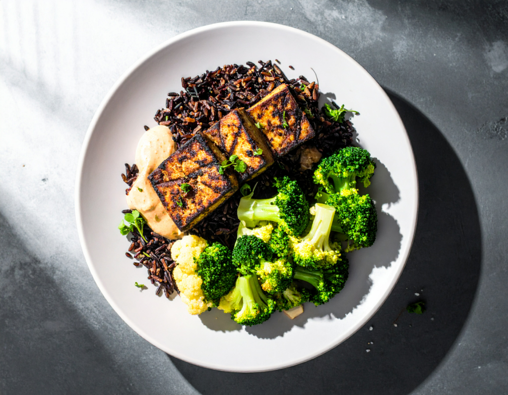 Blackened Tofu with Wild Rice and Tartar
