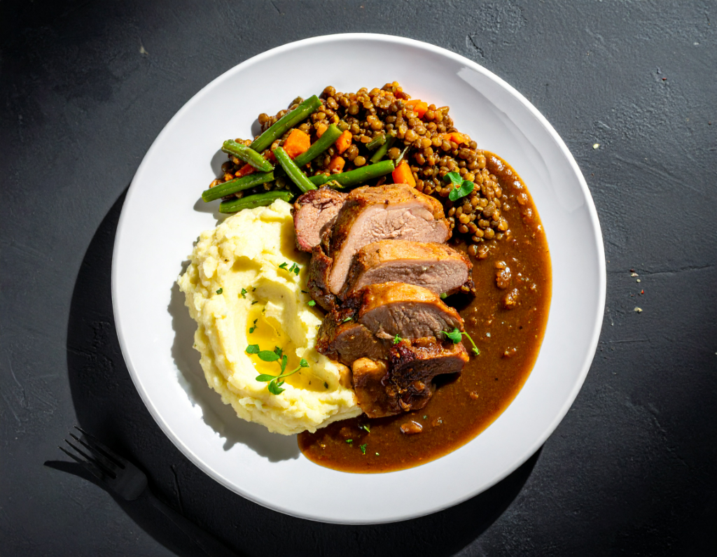 Braised Pork with Creamy Mashed Potatoes & Rich Pork Gravy