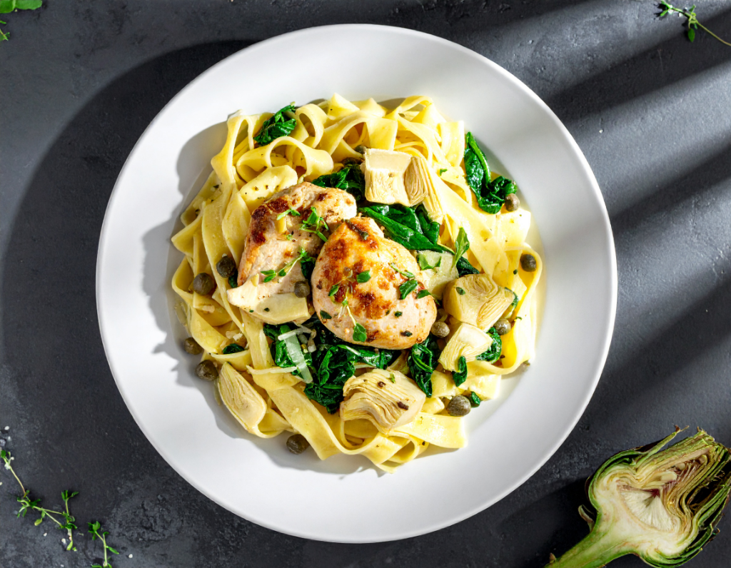 Chicken Piccata with Artichoke and Spinach