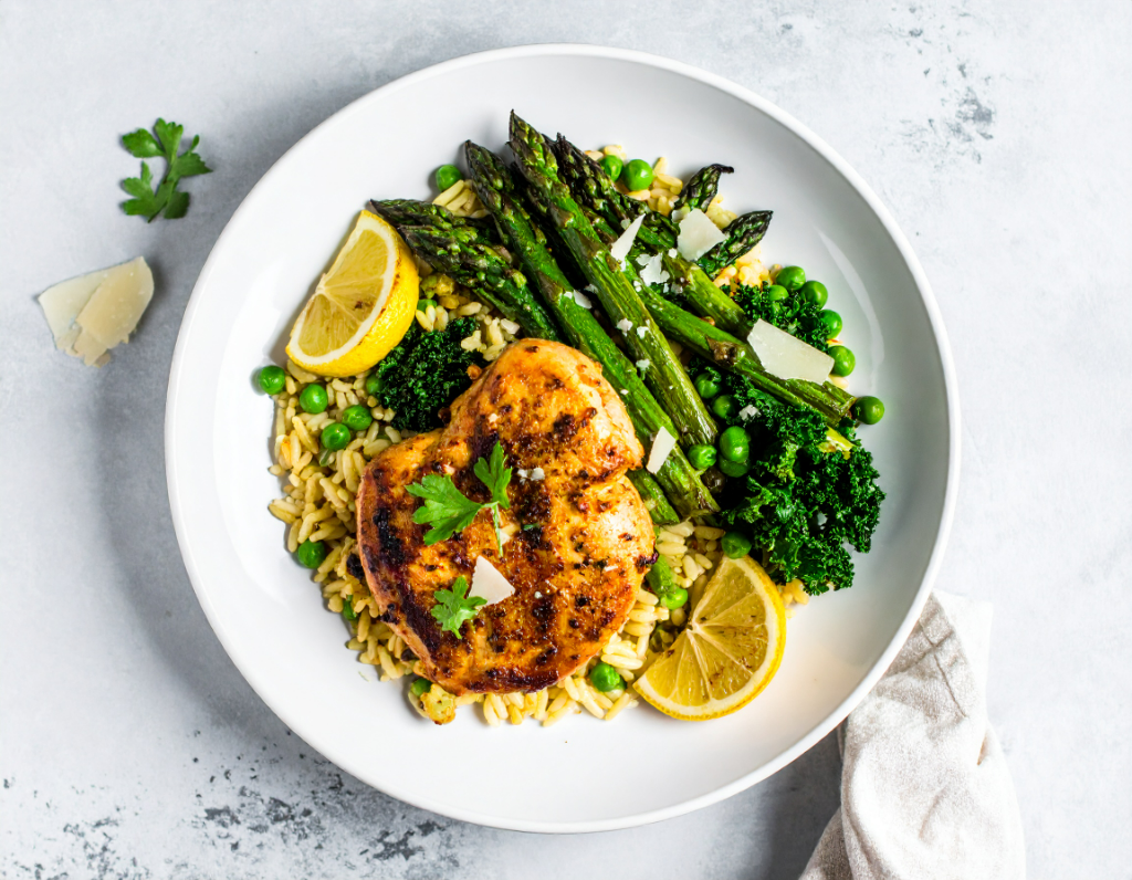 Pan-Fried Plant Based "Chicken" with Creamy Orzo