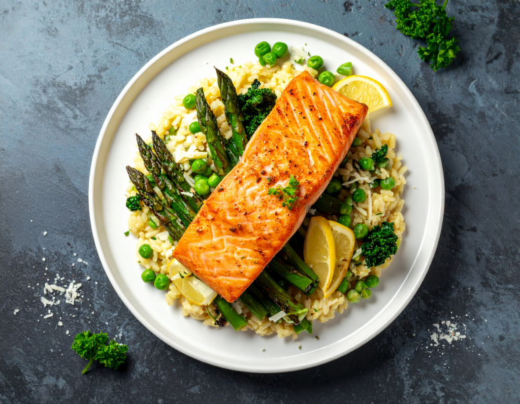 Pan-Fried Salmon with Creamy Orzo