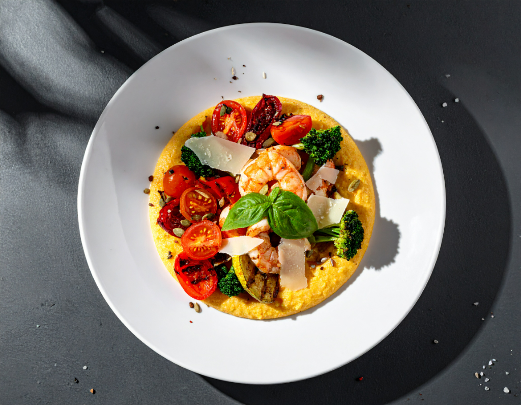 Tomato Basil & Shrimp Polenta