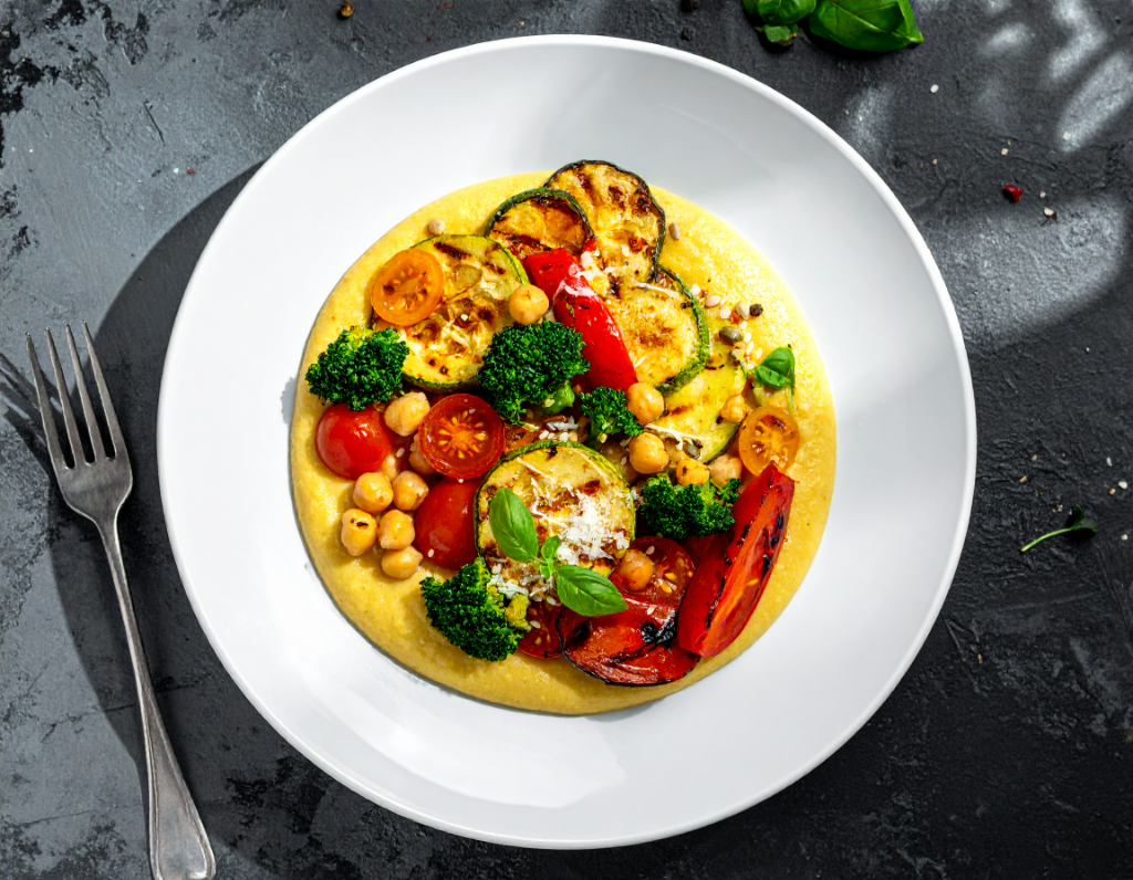 Tomato Basil Squash & Polenta