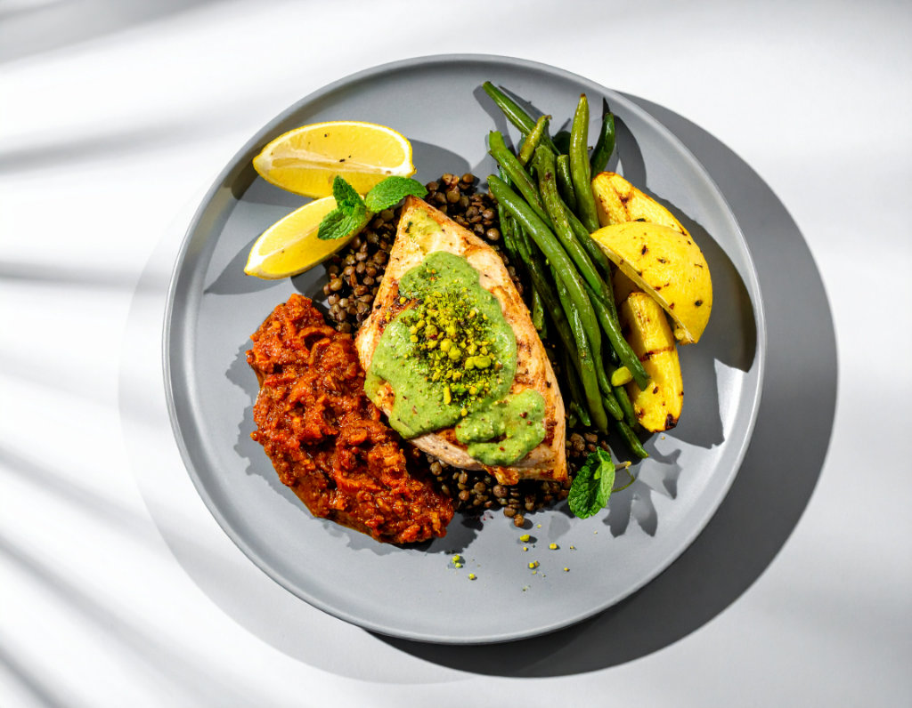 Herb Roasted Chicken Breast with Mint-Pistachio Verde