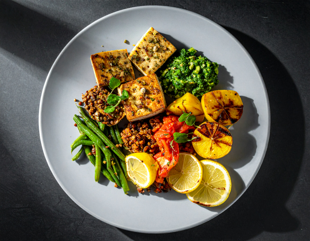 Herbed Roasted Tofu with Mint-Pistachio Verde